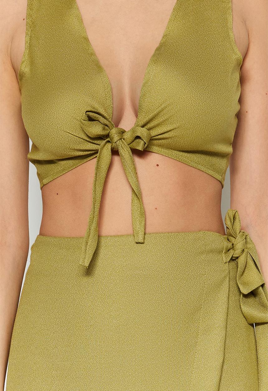 Trendyol - Two piece wrap skirt set - green