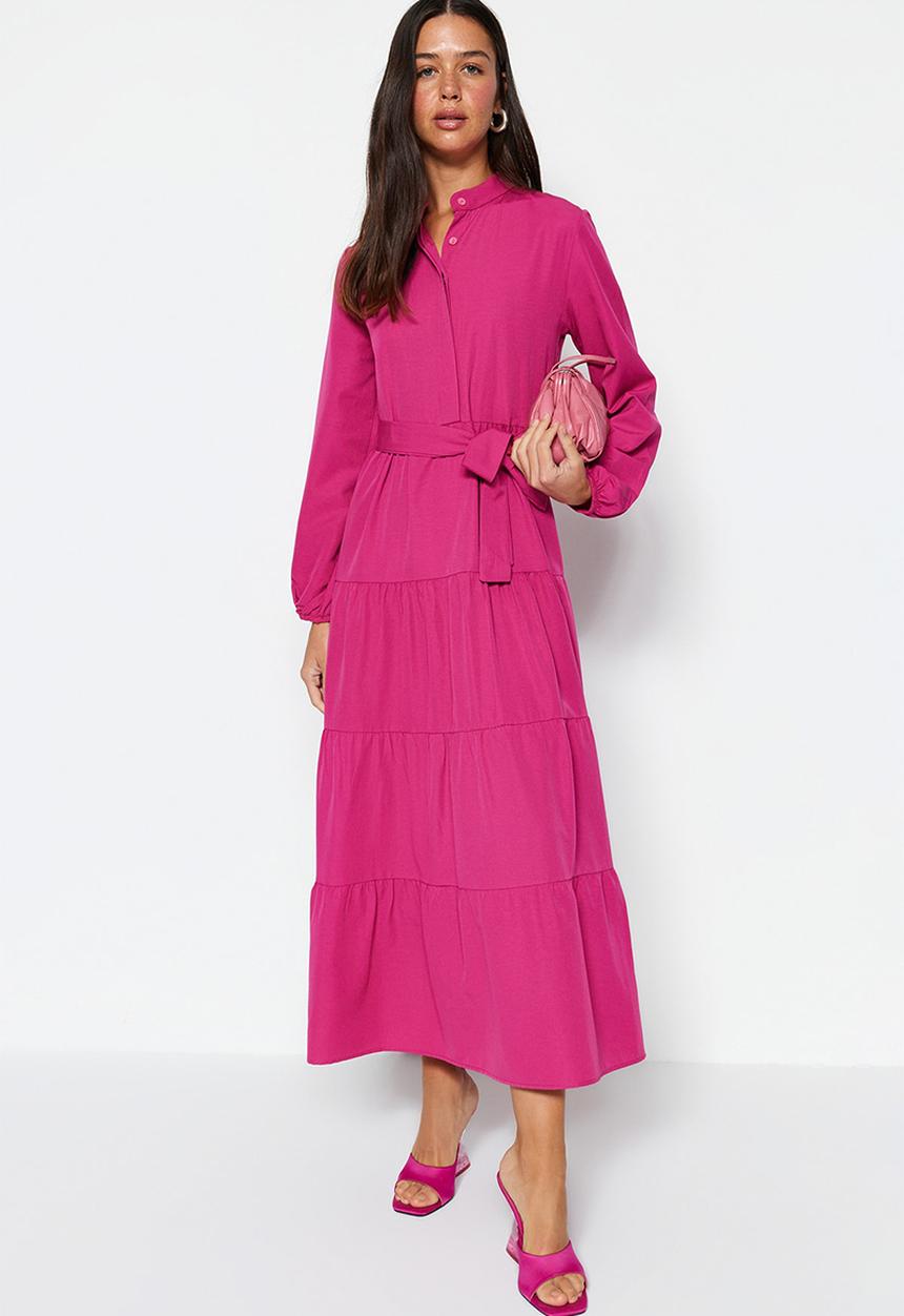 Trendyol - Modest tiered dress - pink