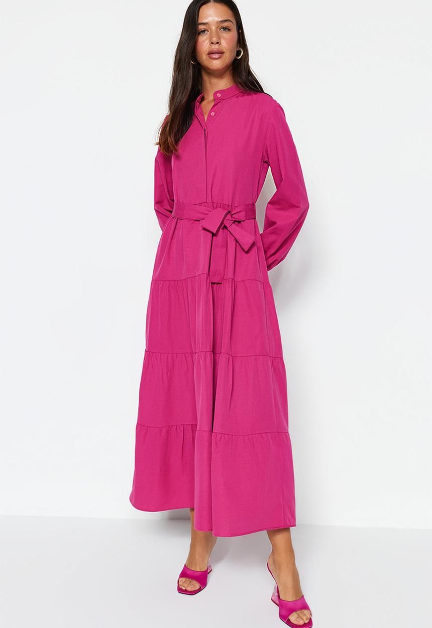 Trendyol - Modest tiered dress - pink
