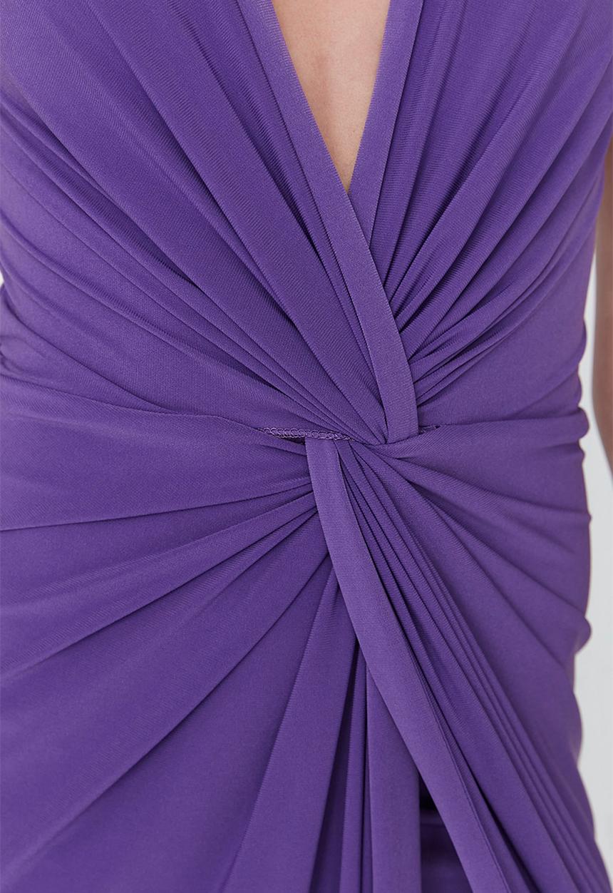 Trendyol - V-neck evening dress - purple