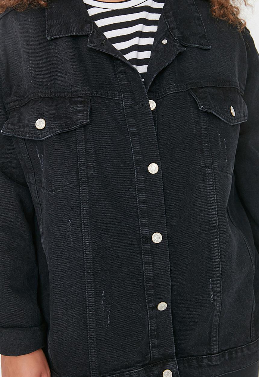 Trendyol - Plus oversize demin jacket - black