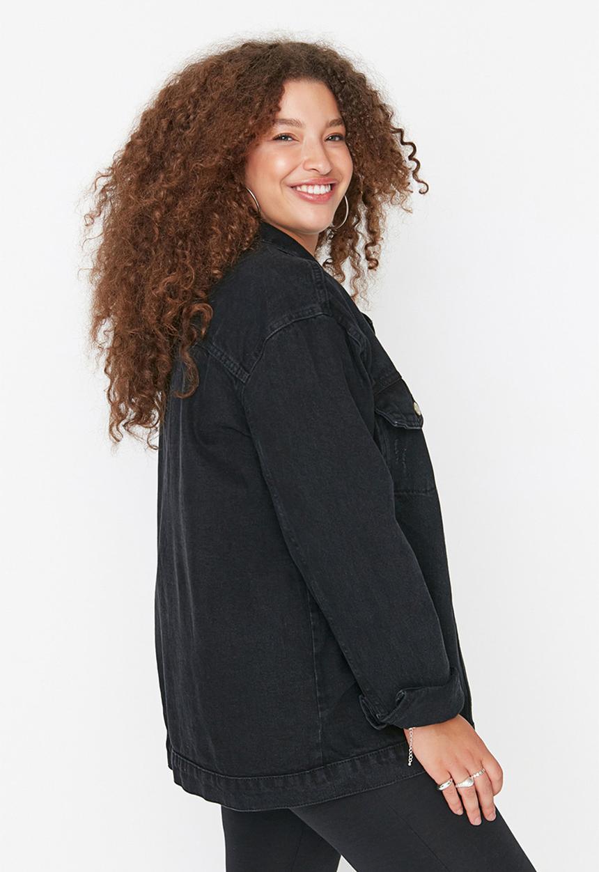 Trendyol - Plus oversize demin jacket - black