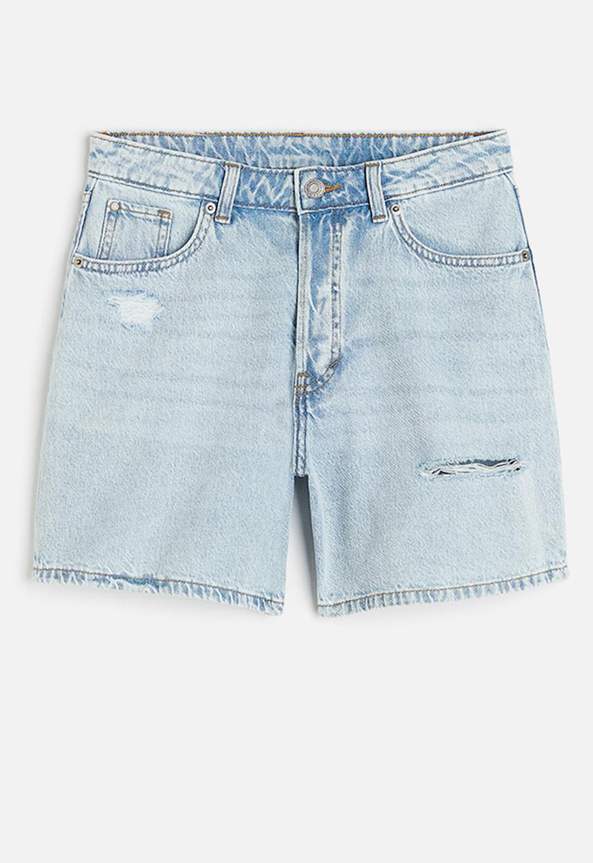 H&M - Bermuda high denim shorts - pale denim blue 