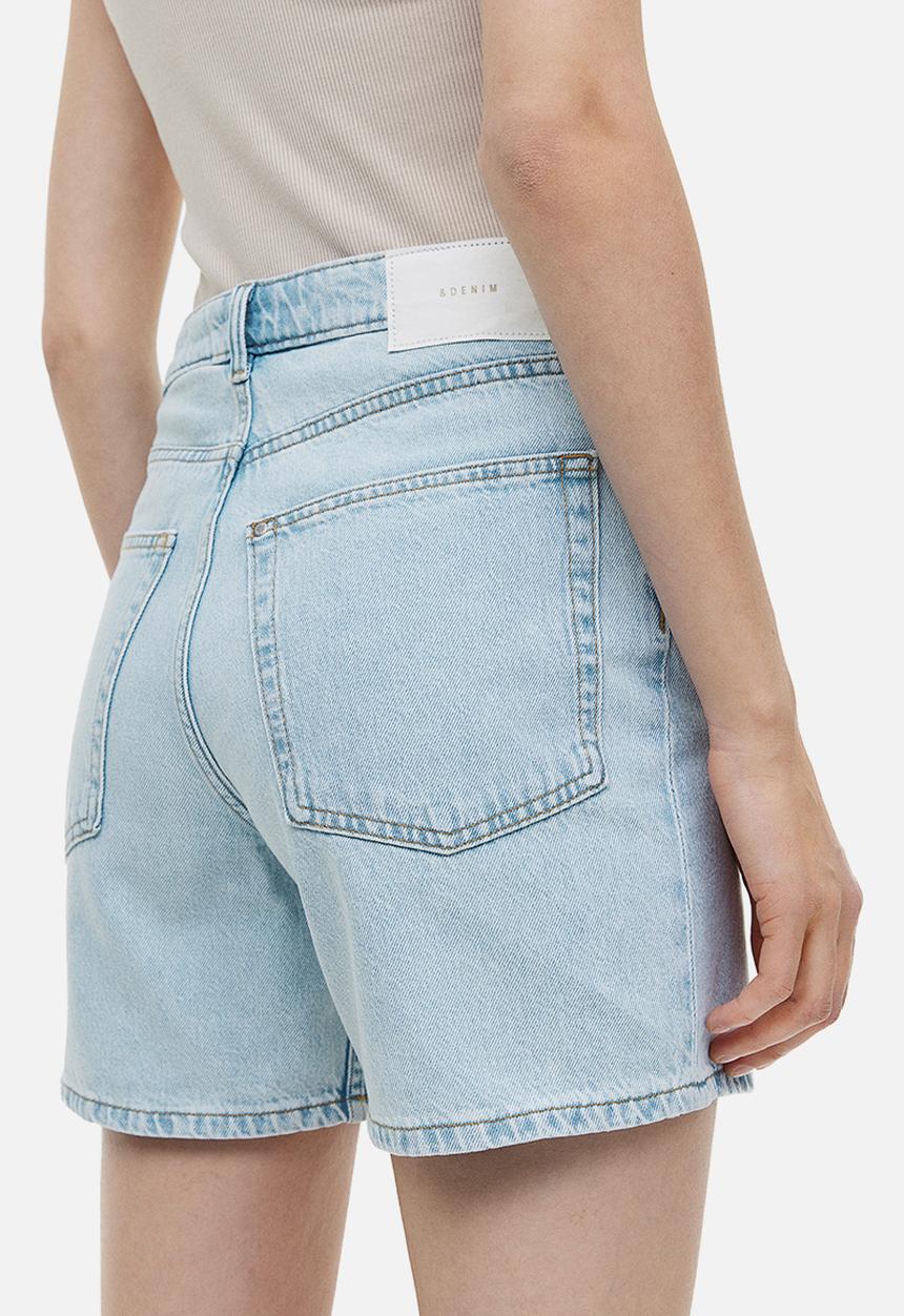 H&M - Bermuda high denim shorts - pale denim blue 