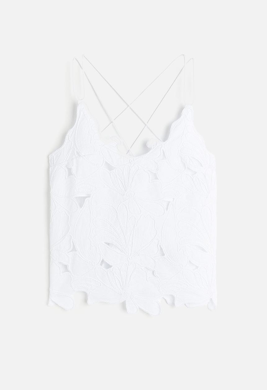 H&M - Embroidered top - white