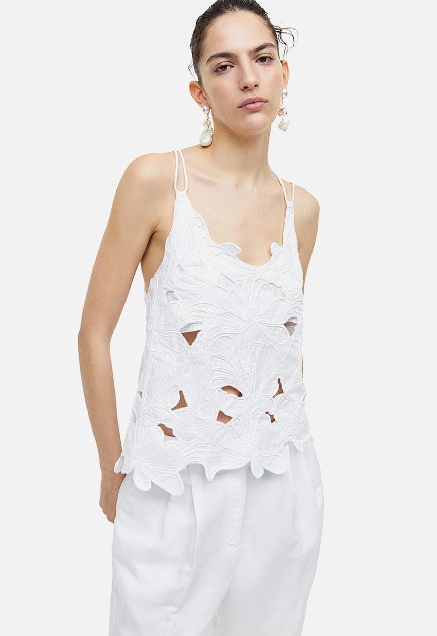 H&M - Embroidered top - white