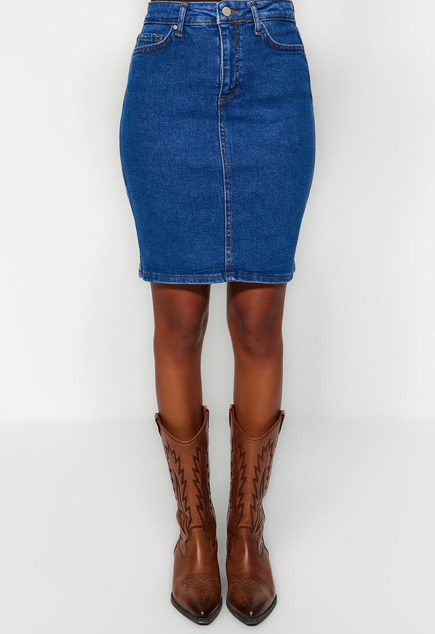 Trendyol - Denim pencil skirt - blue