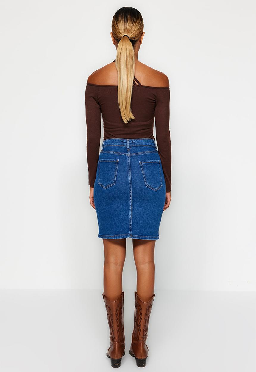 Trendyol - Denim pencil skirt - blue