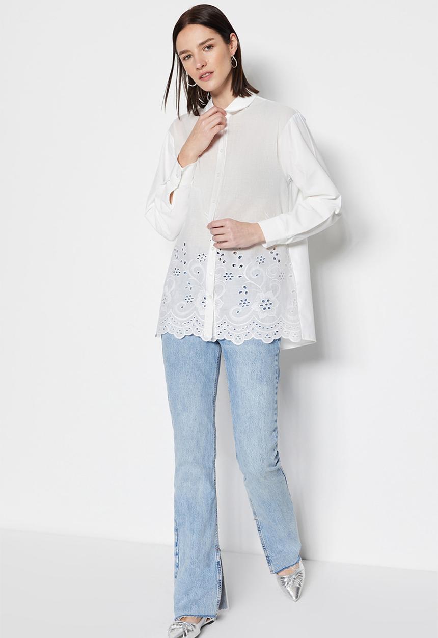 Trendyol - Modest anglaise shirt - white