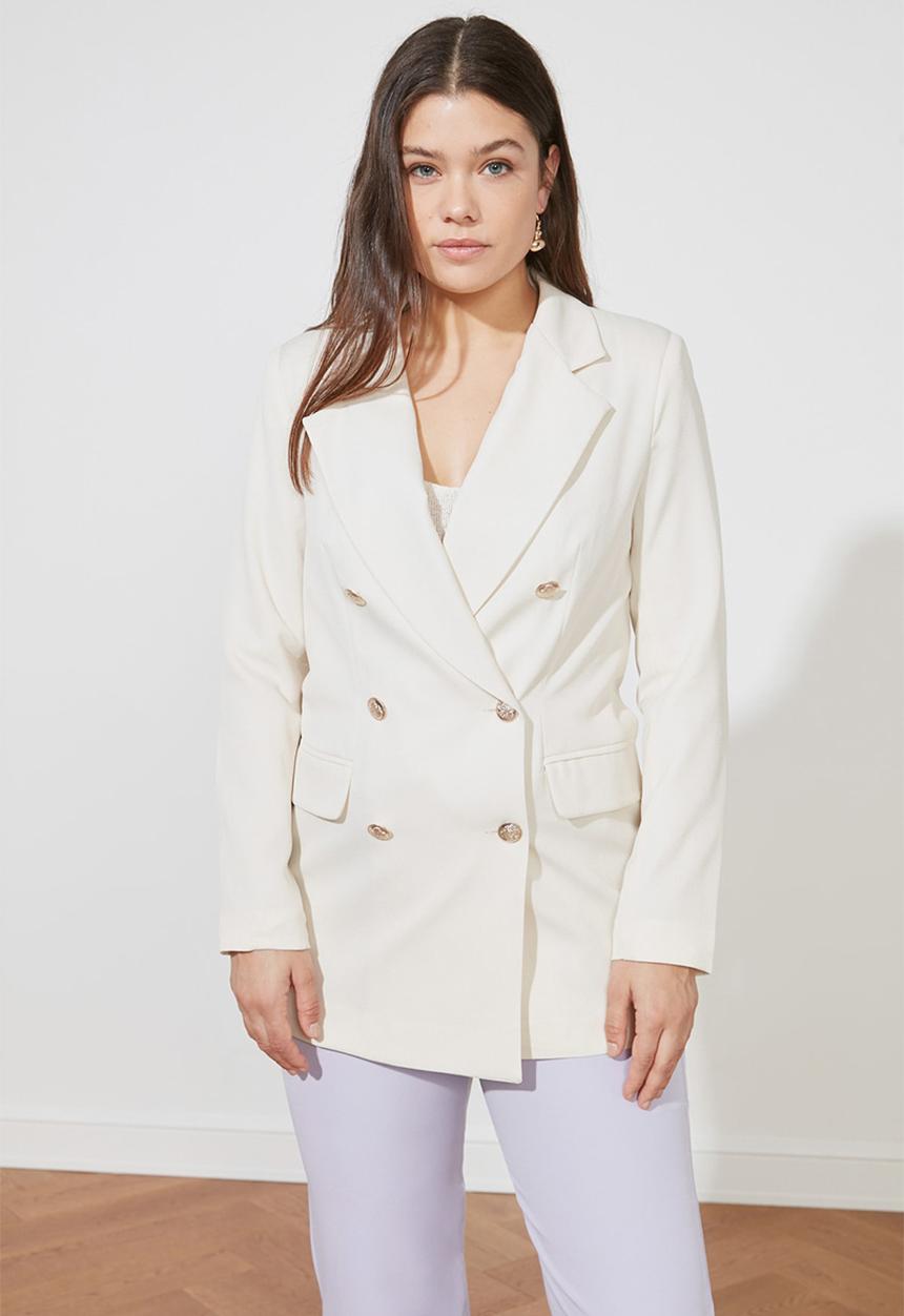 Trendyol - Oversize double breasted blazer - beige