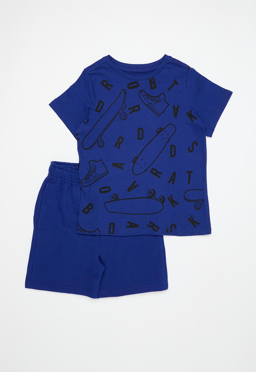 Pop Candy - T-shirt and sweat short set - royal blue