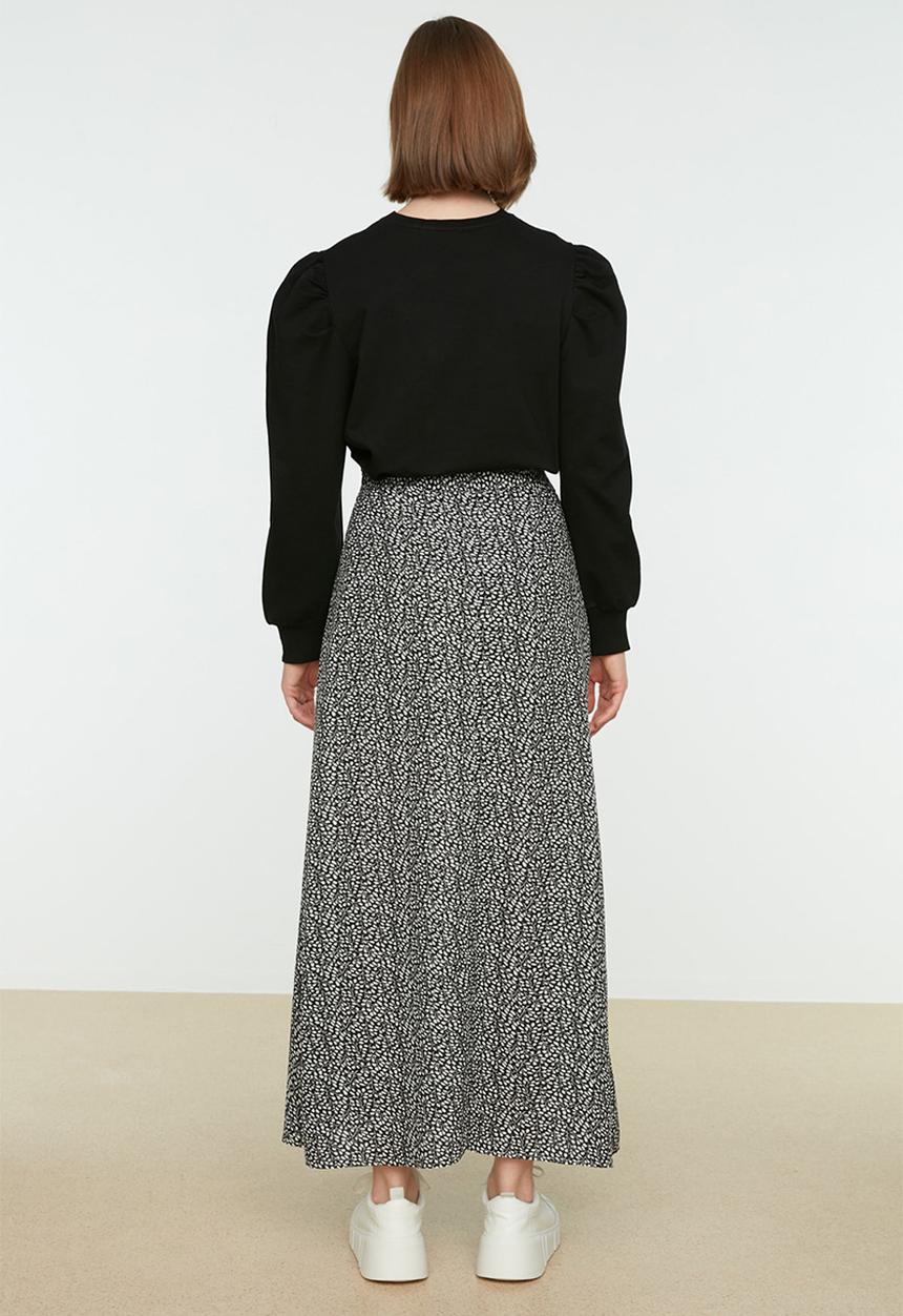 Trendyol - Modest polka dot maxi skirt - black