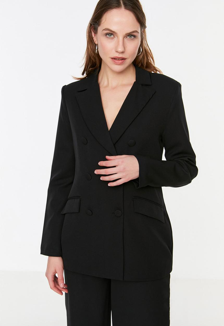 Trendyol - Double breasted blazer - black