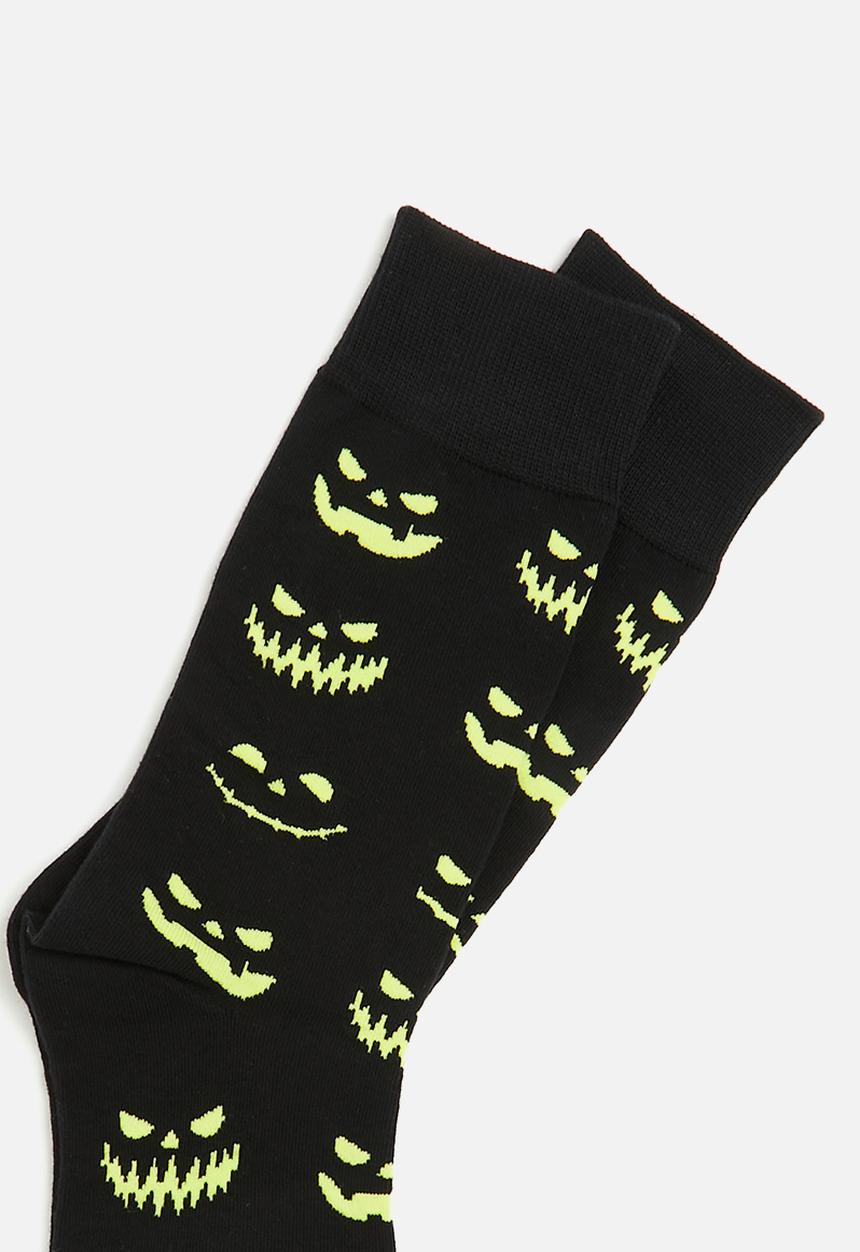 Foot-ies - Scary night organic cotton sock - black