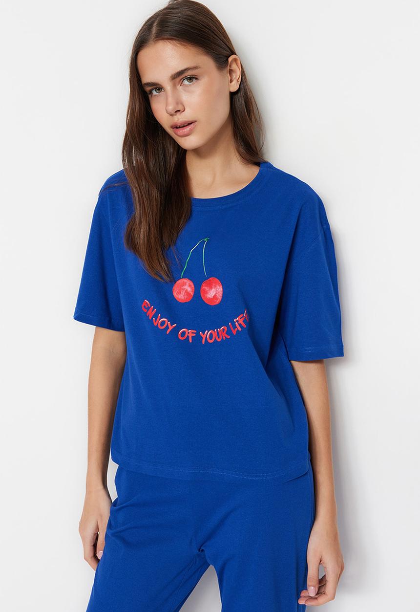 Trendyol - Cherry pajama set - blue