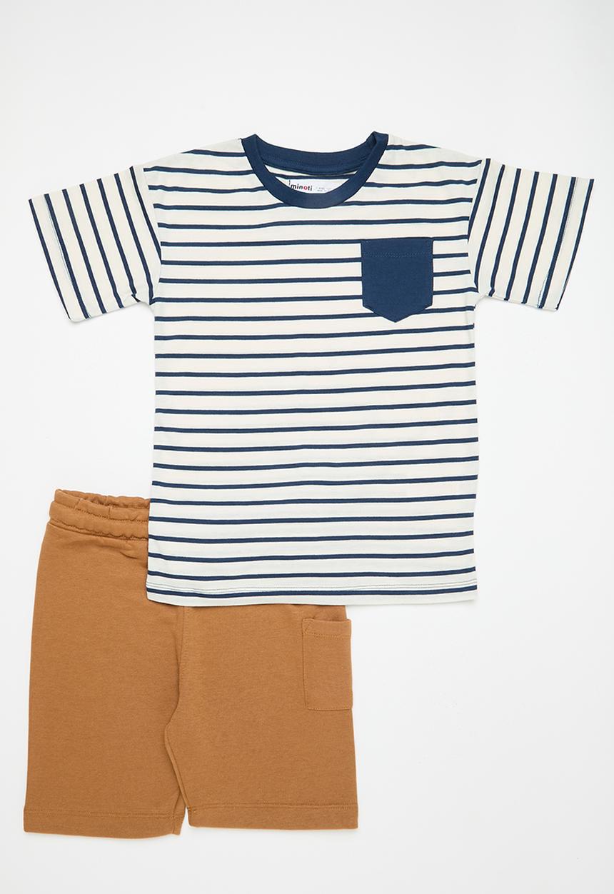 MINOTI - Boys jersey tee & fleece short - tan