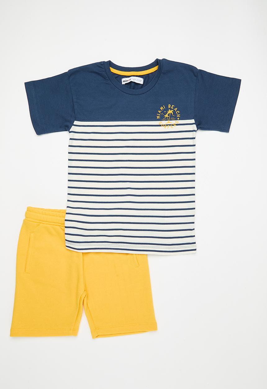 MINOTI - Boys jersey tee & fleece short - yellow