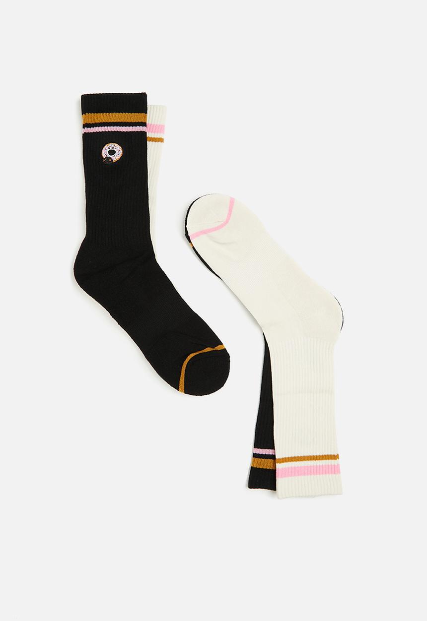 Foot-ies - Donut crumbs sneaker socks - cream/black