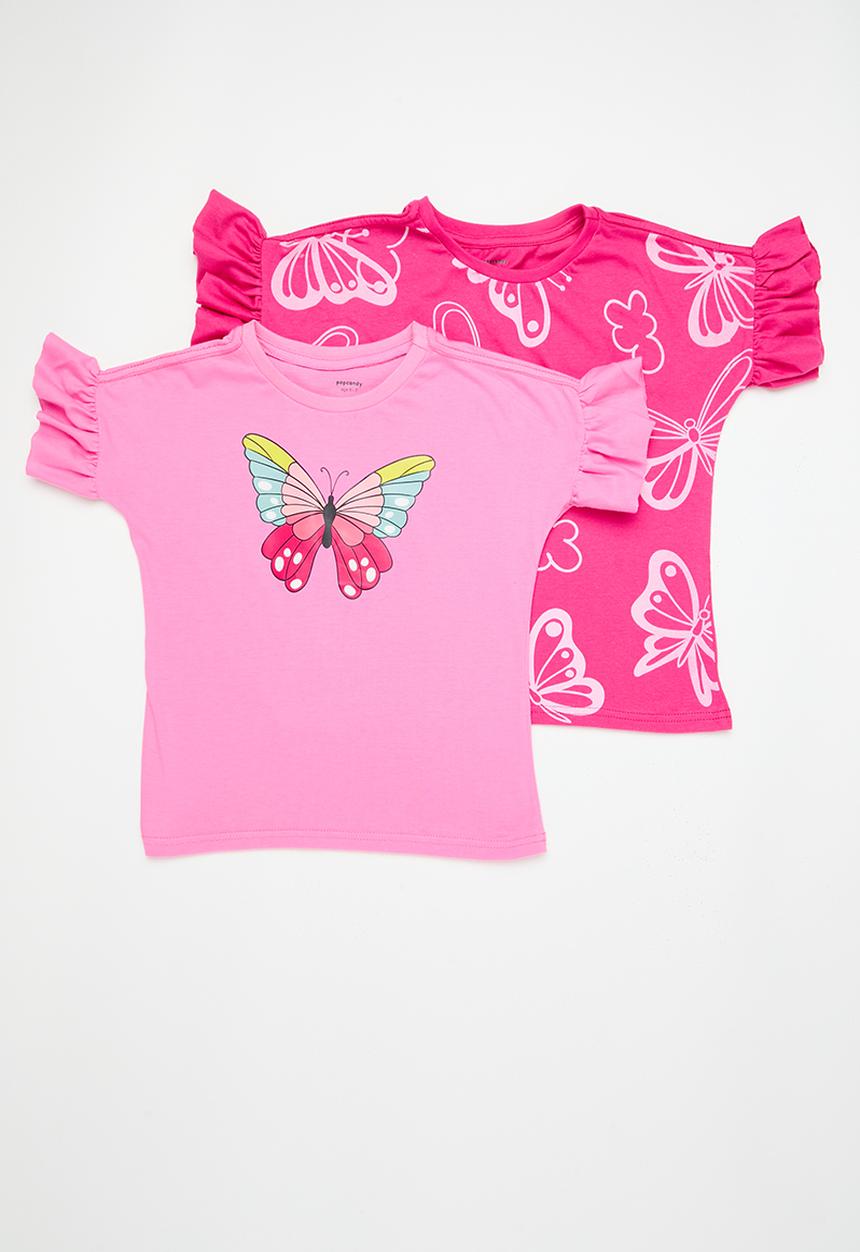 Pop Candy - 2 Pack printed tee - cerise african print 