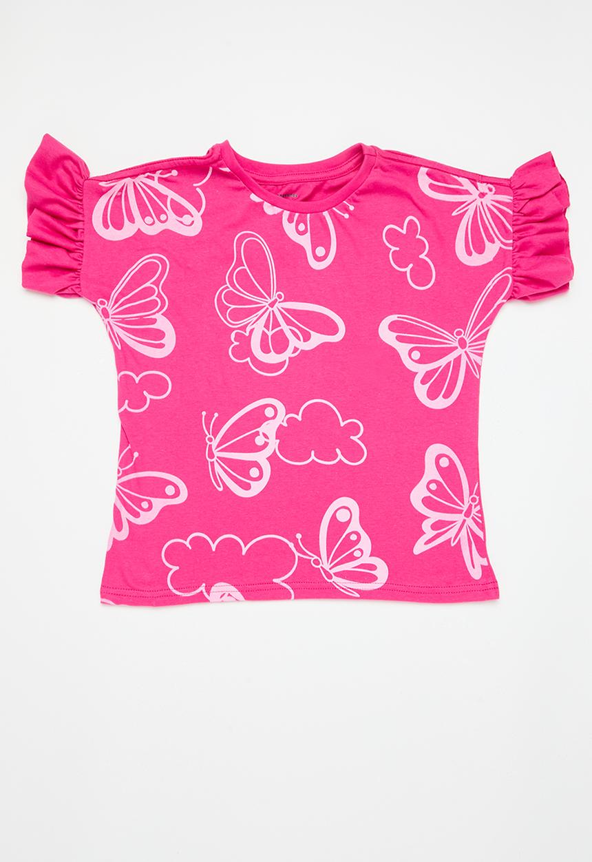 Pop Candy - 2 Pack printed tee - cerise african print 