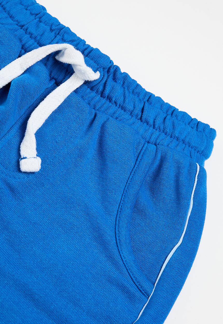 MINOTI - Boys basic tee & fleece short set - blue