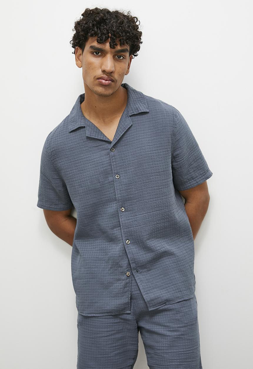 STYLE REPUBLIC - Cheese cloth short sleeve shirt - charcoal