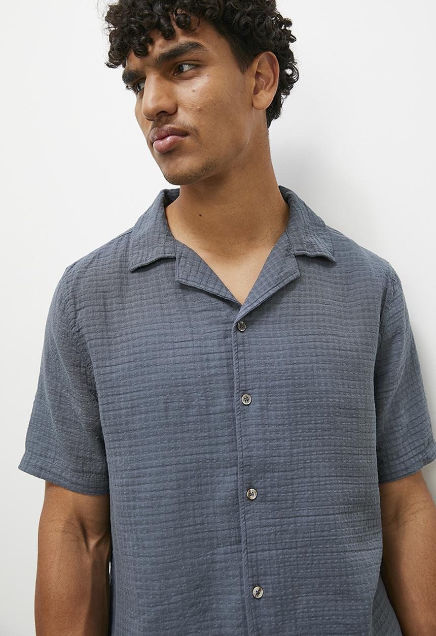 STYLE REPUBLIC - Cheese cloth short sleeve shirt - charcoal