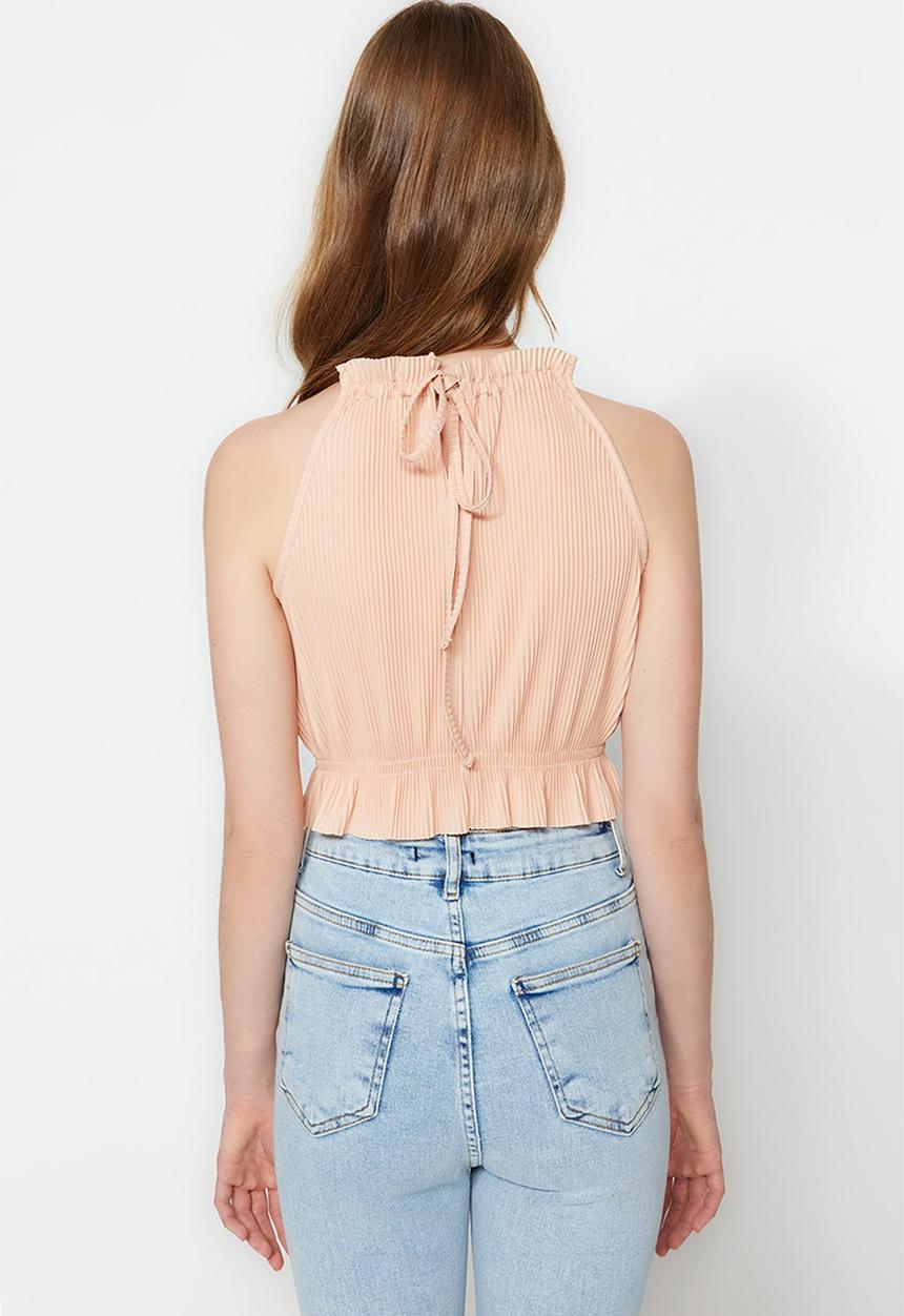 Trendyol - Cropped knit halter top - beige