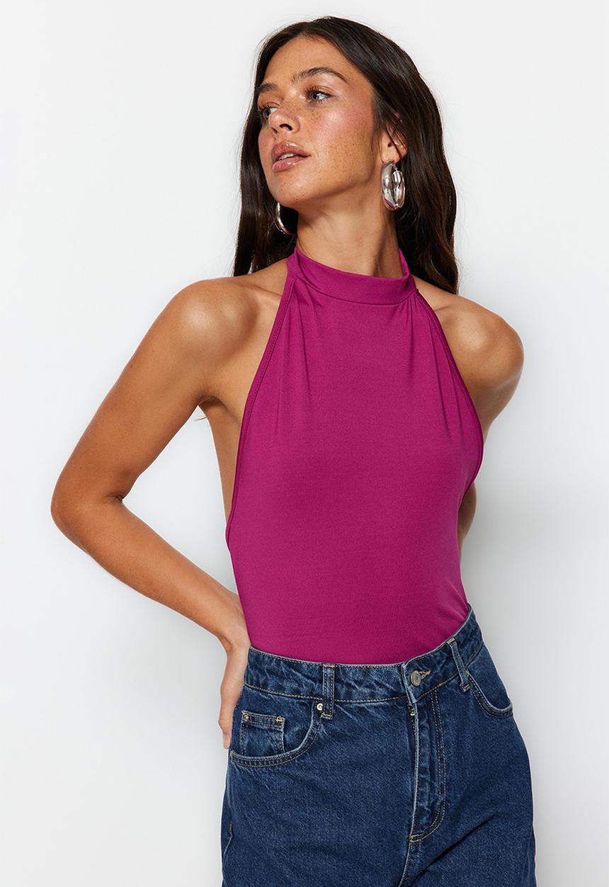 Trendyol - Halter neck backless bodysuit -pink