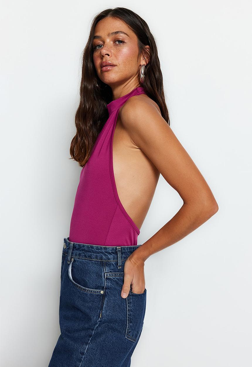 Trendyol - Halter neck backless bodysuit -pink
