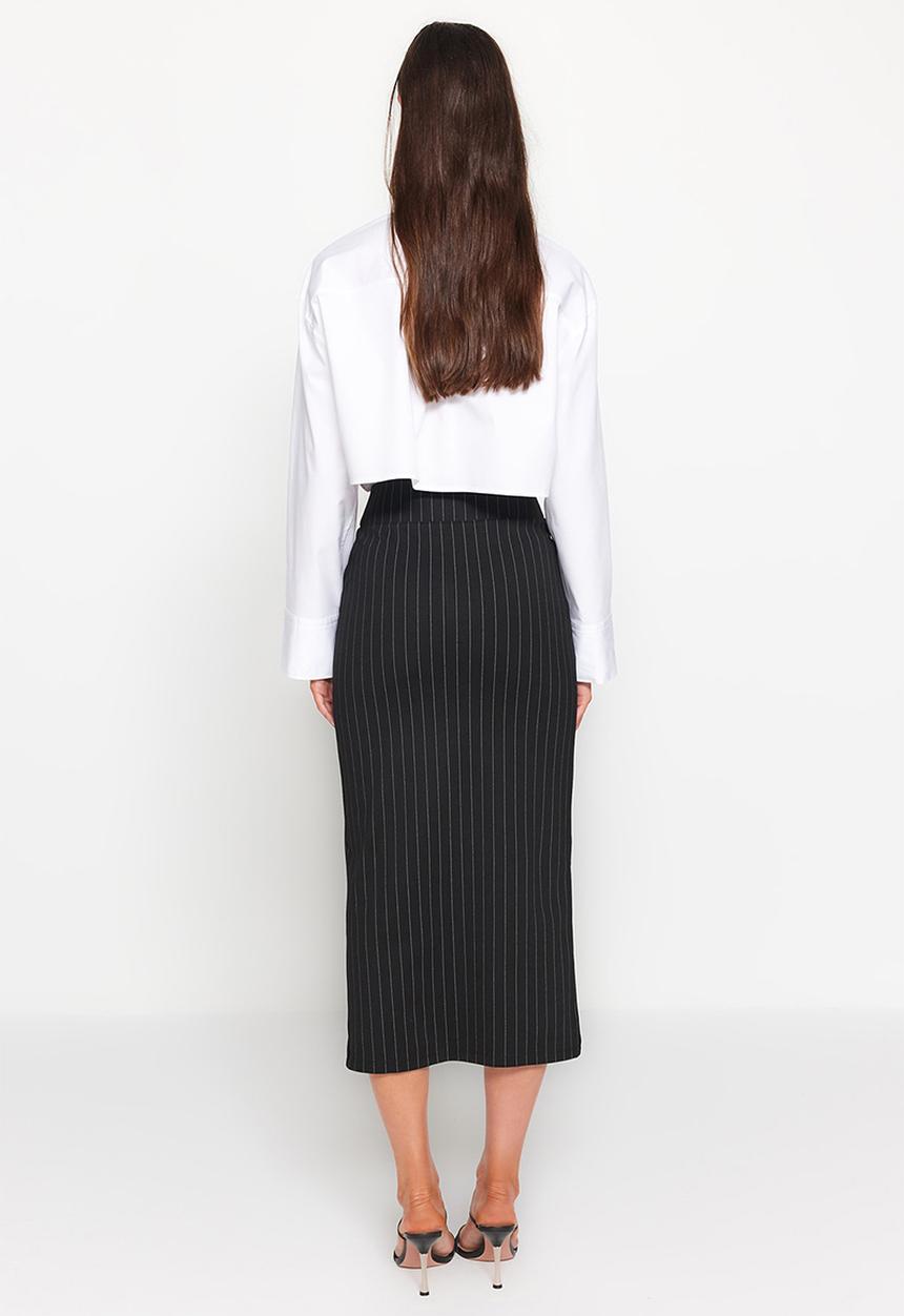 Trendyol - Striped pencil skirt -black