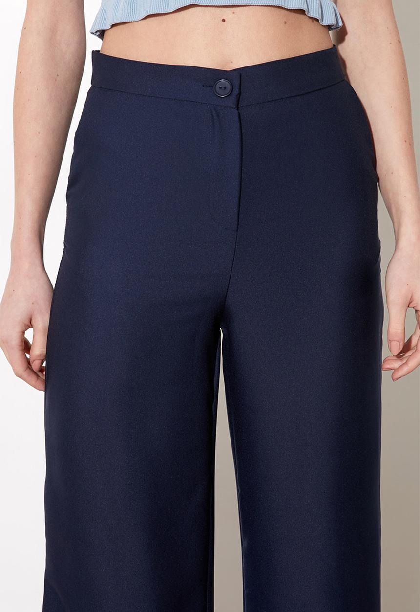 Trendyol - High rise wide leg trousers - dark blue