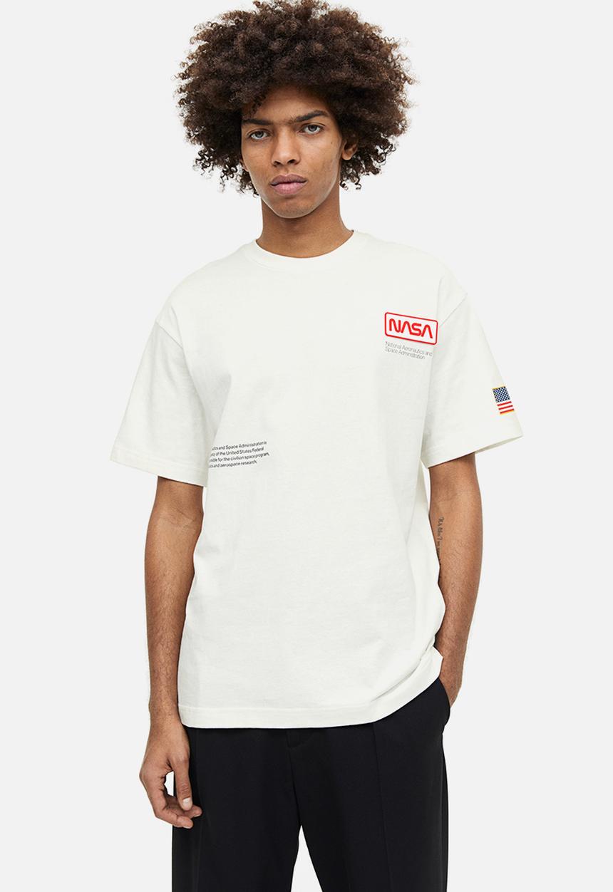 H&M - Relaxed fit T-shirt - white nasa 
