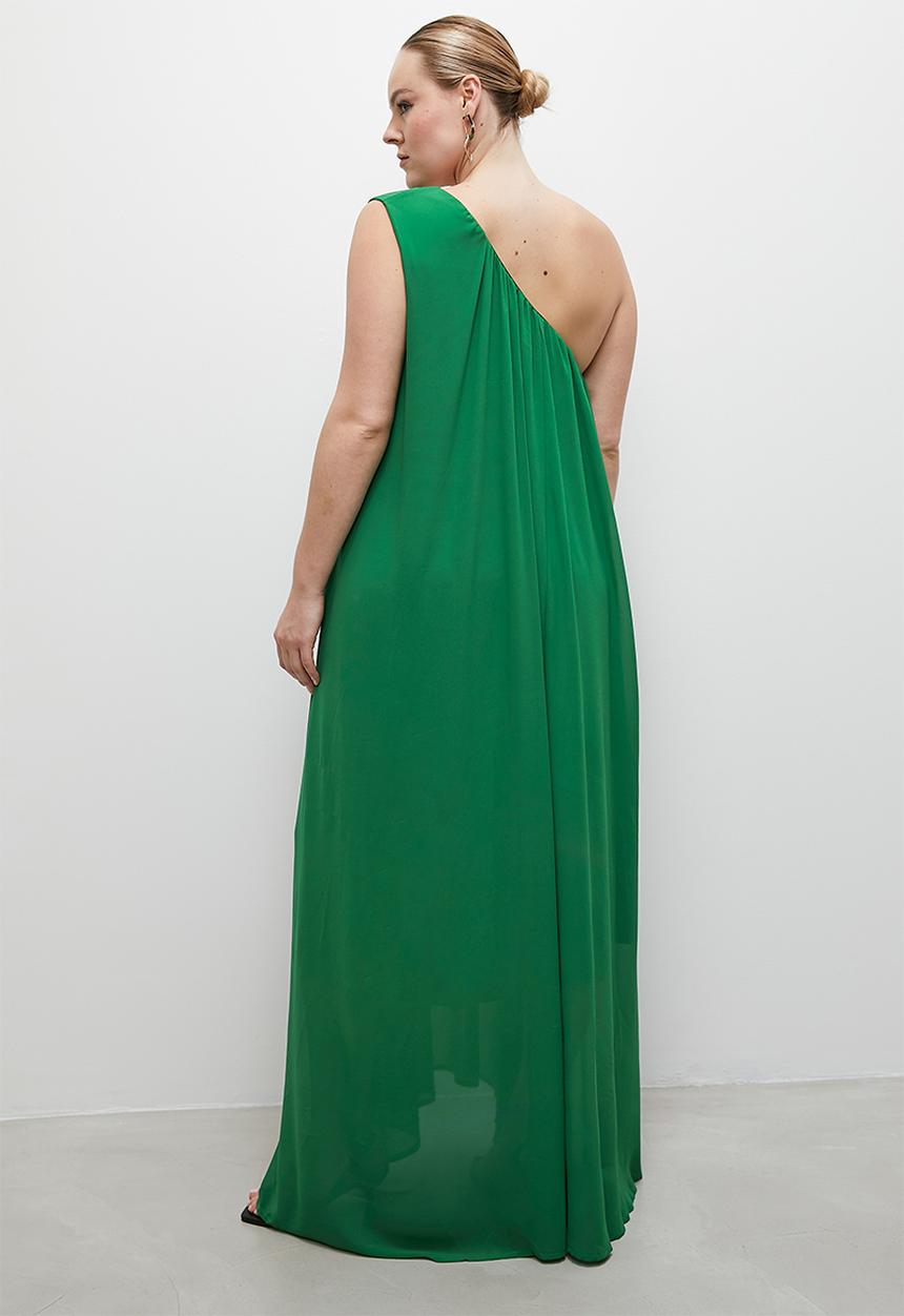 VELVET - Statement asym maxi kaftan dress - green