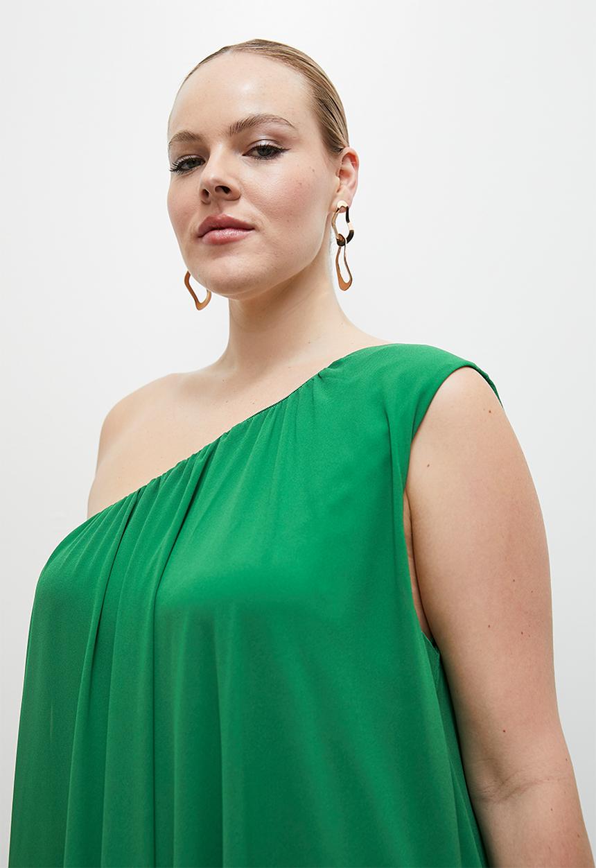 VELVET - Statement asym maxi kaftan dress - green
