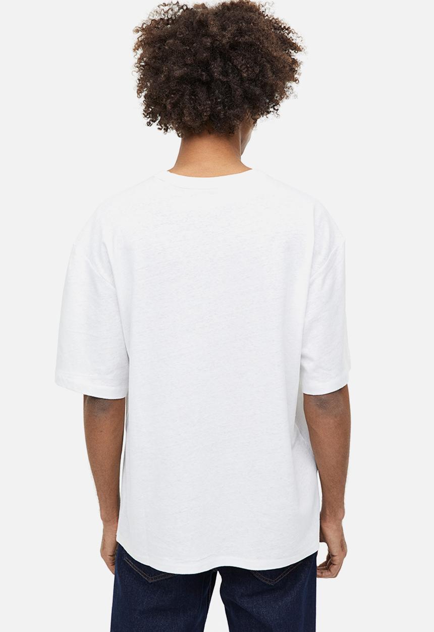 H&M - Relaxed fit linen-blend T-shirt - white