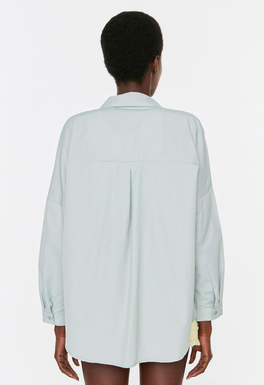 Trendyol - Basic oversized shirt - green