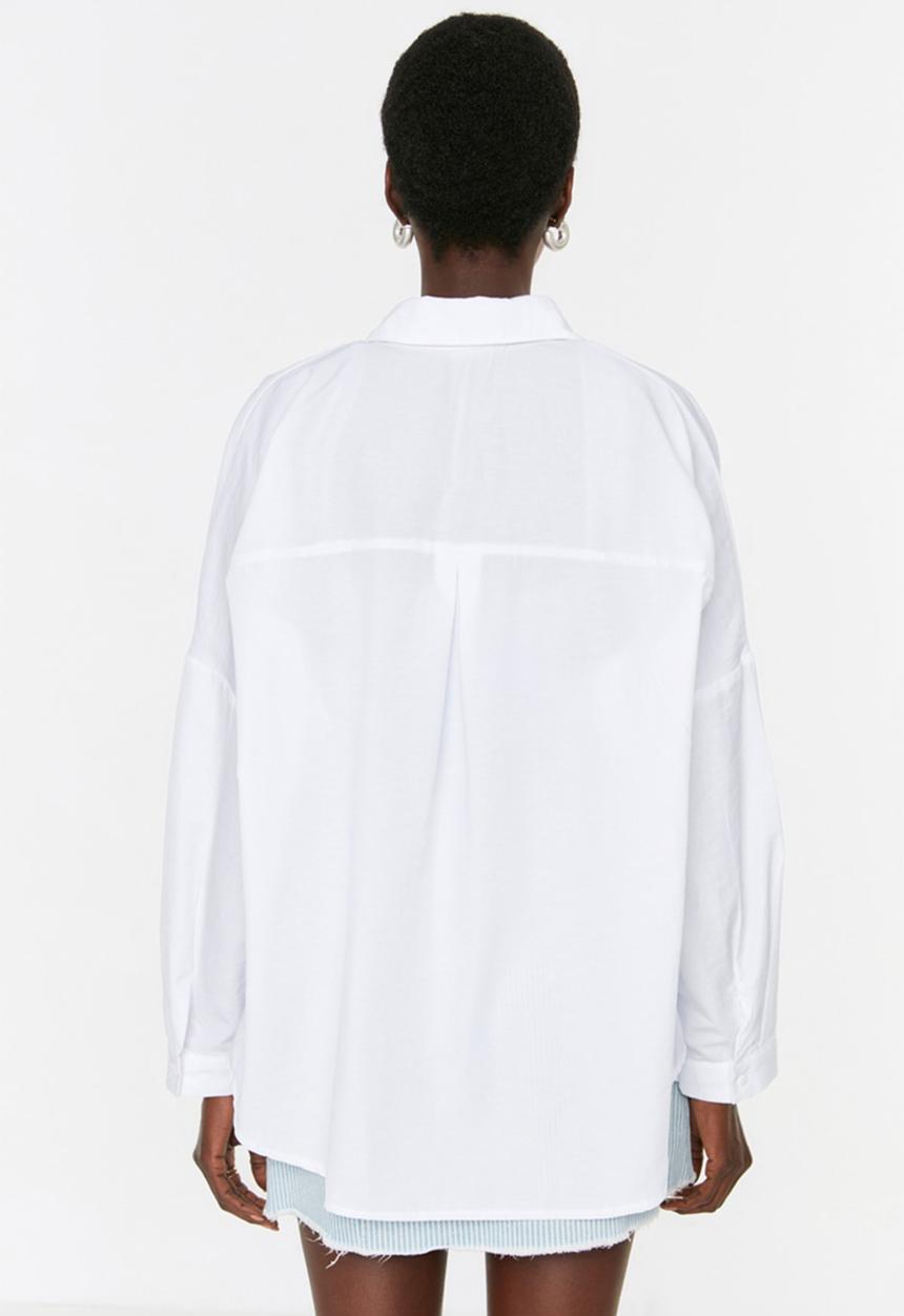 Trendyol - Basic oversized shirt - ecru