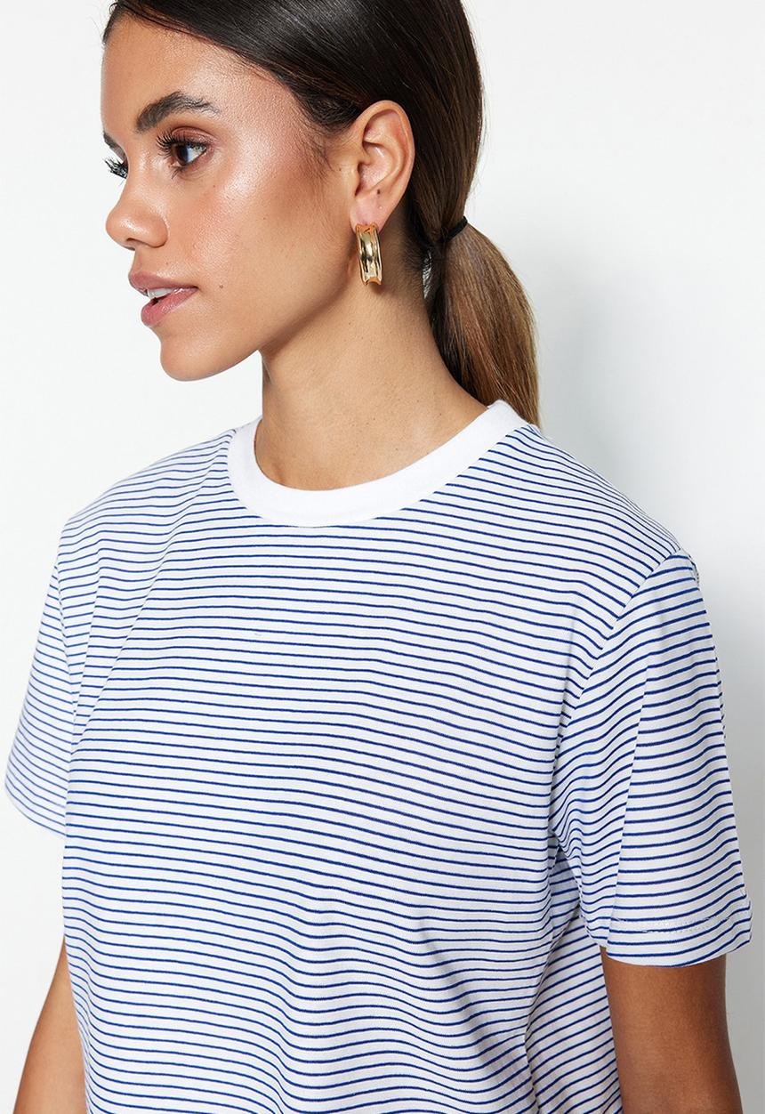 Trendyol - Striped regular tee - dark blue