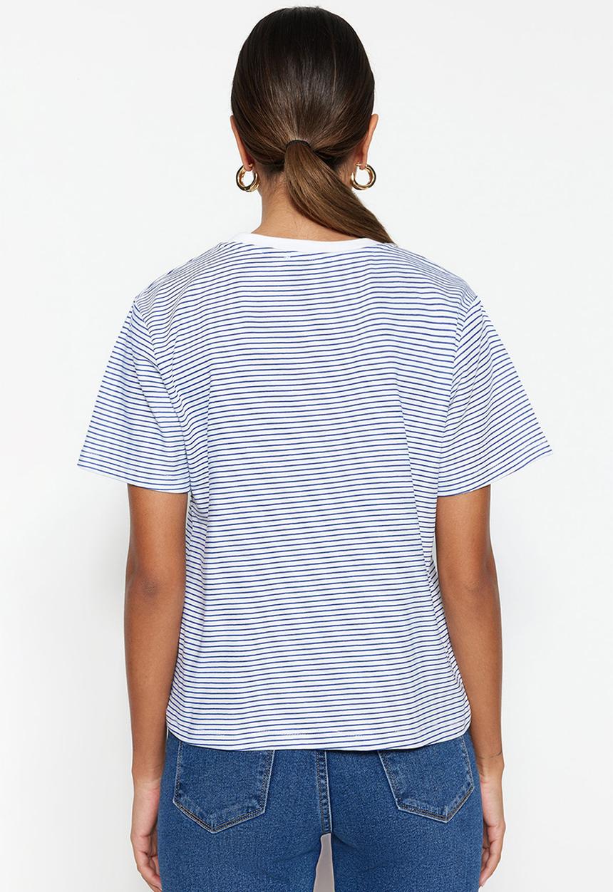 Trendyol - Striped regular tee - dark blue