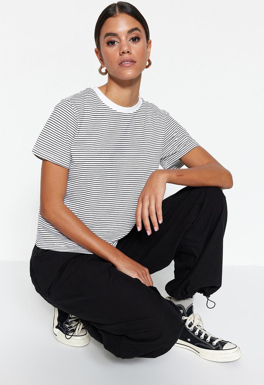 Trendyol - Striped regular tee - black