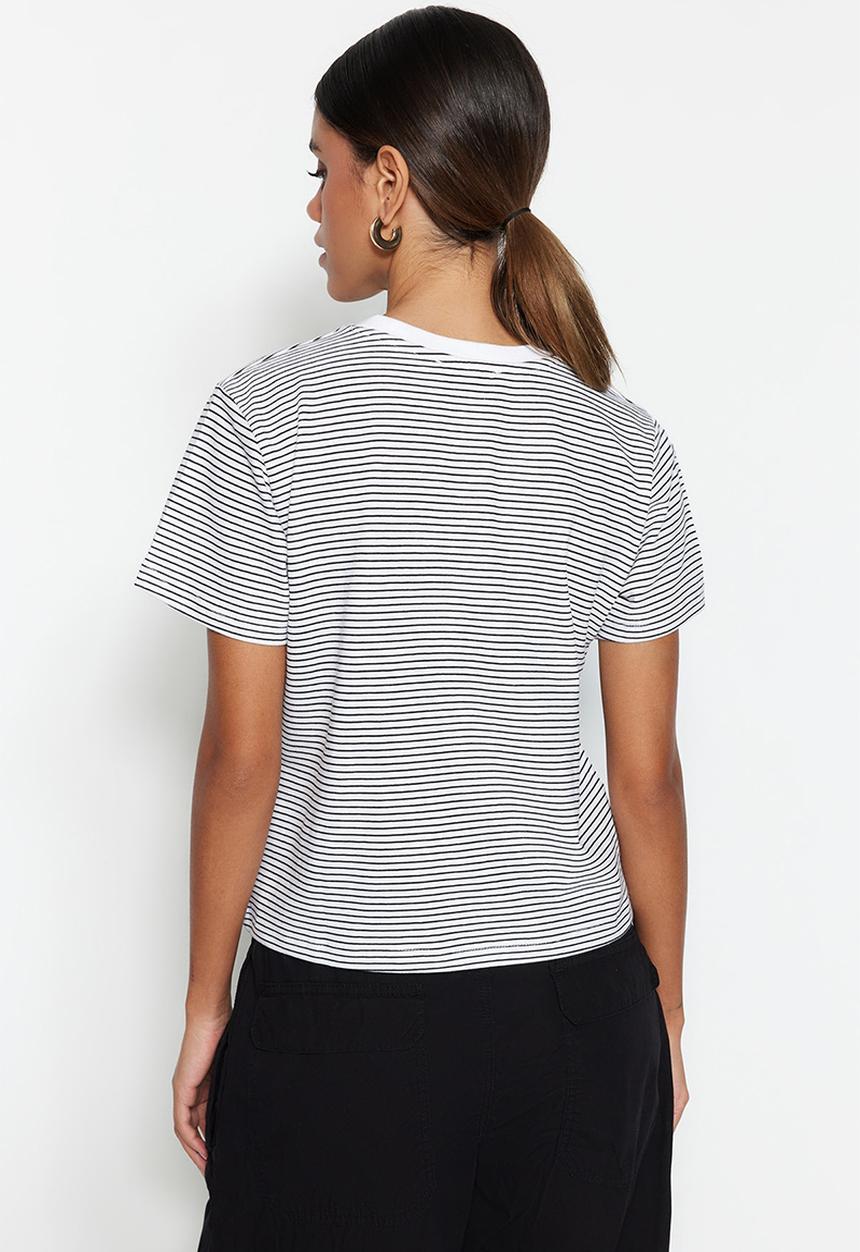 Trendyol - Striped regular tee - black