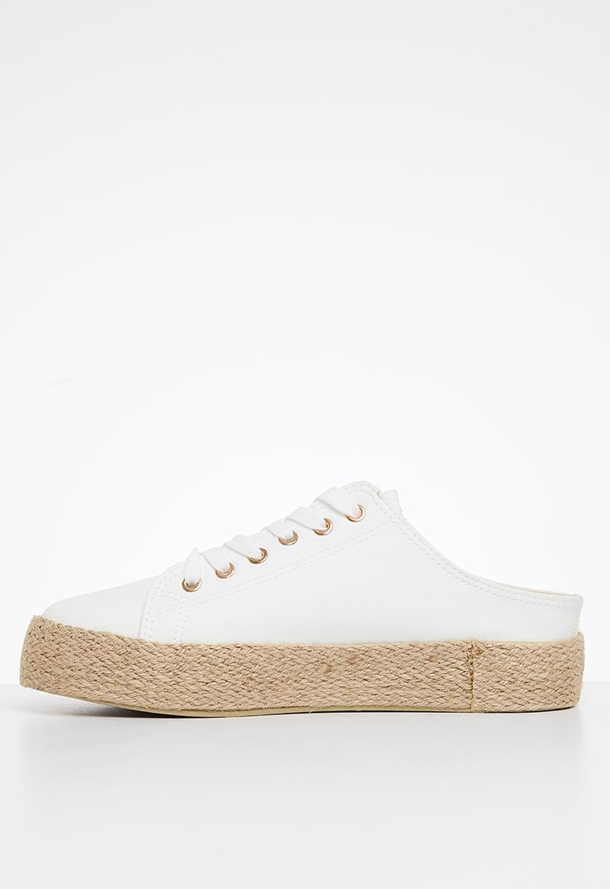 Plum - Lace-up mule - white