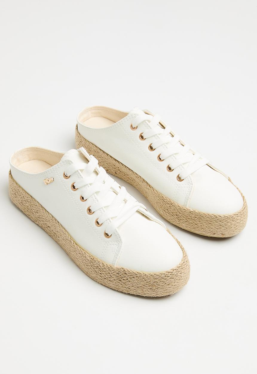 Plum - Lace-up mule - white