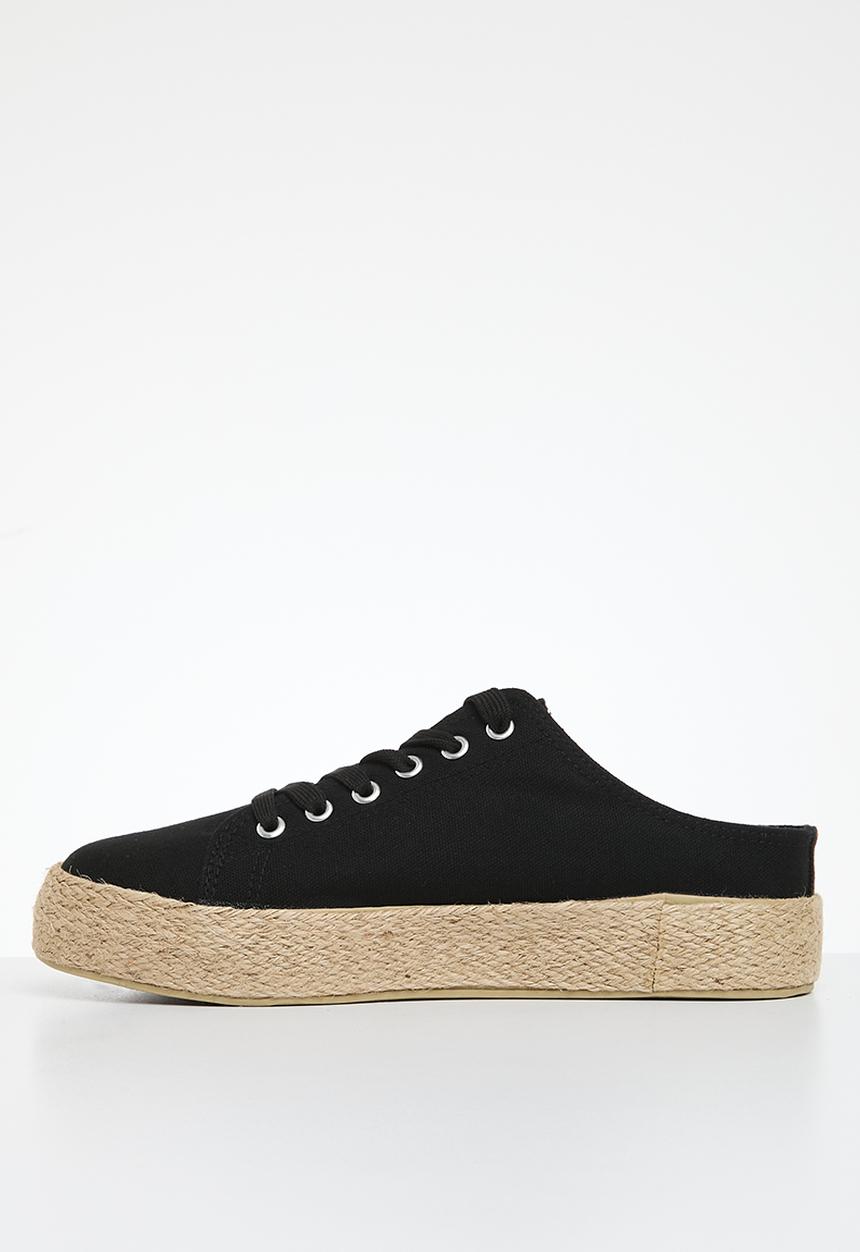Plum - Lace-up mule - black