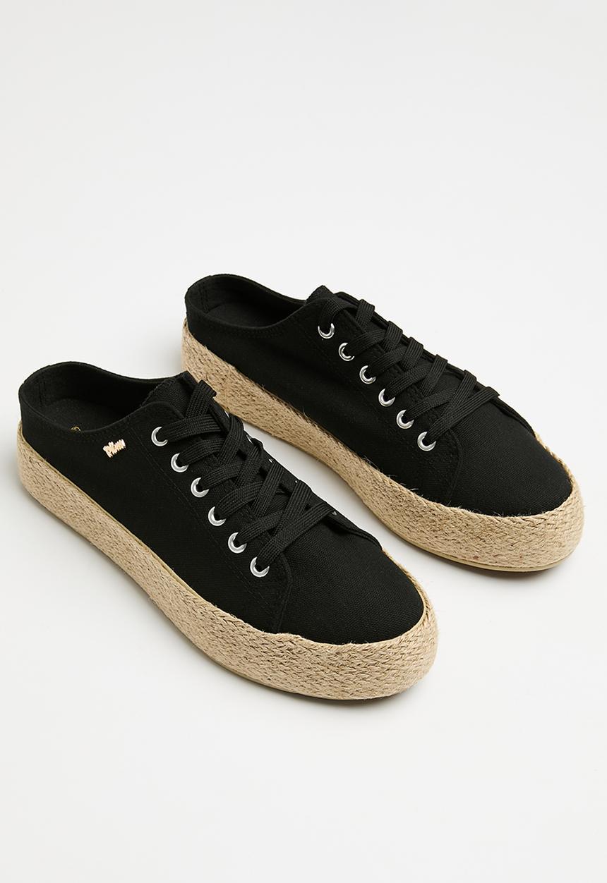 Plum - Lace-up mule - black