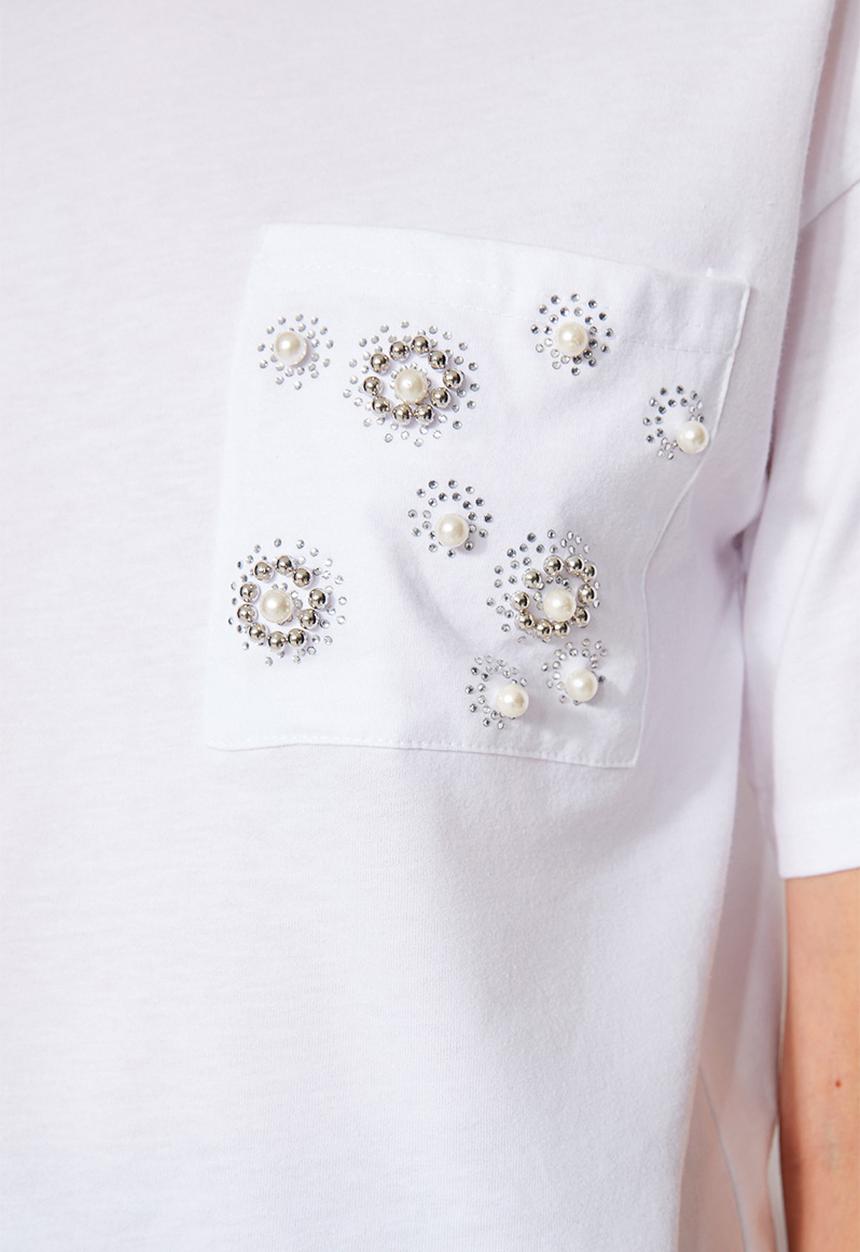 Trendyol - Embellished regular tee - white