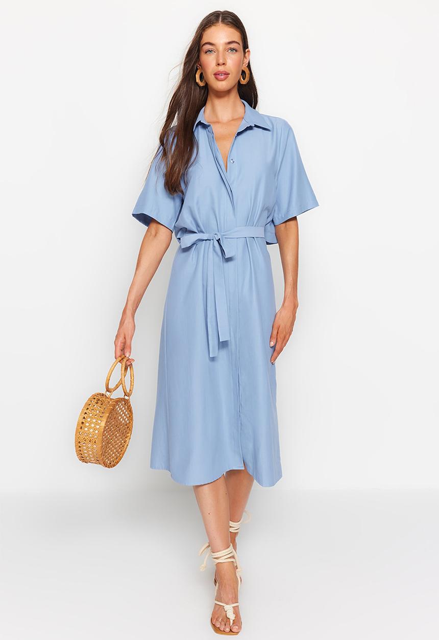 Trendyol - Midi shirt dress - blue