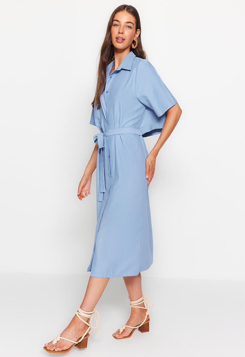 Trendyol - Midi shirt dress - blue