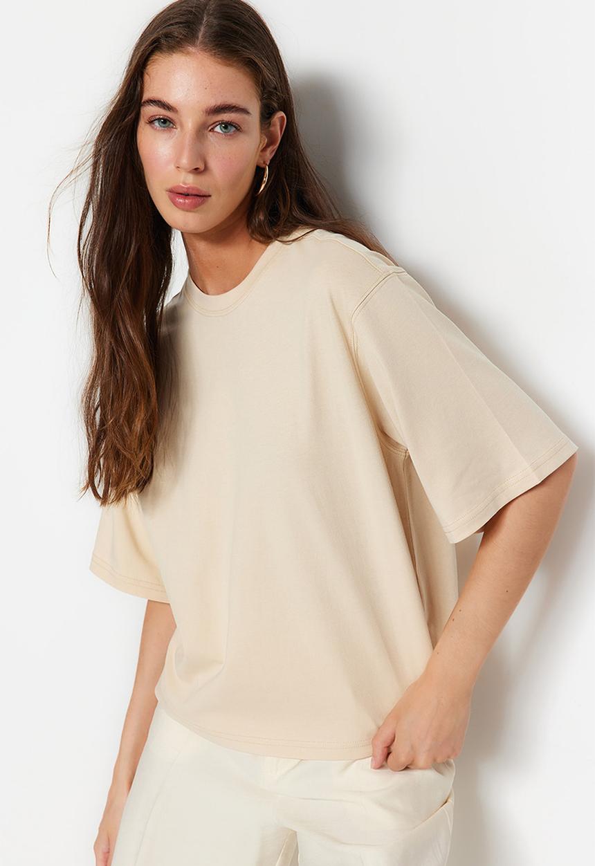 Trendyol - Relaxed tee - beige